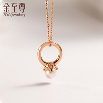 Golden Supreme Official Fashion Little Crown 18K Red Gold Rose Gold Pearl Pendant Gift Without Necklace