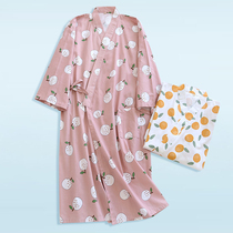 Spring and summer new day style kimono pyjamas womens pure cotton thin loose with big code sleeping robe lovers bathrobe sweaty sweaty