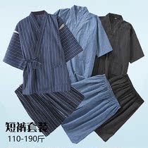 Day style kimono sleepwear mens spring summer pure cotton thin style home clothes lovers big code short sleeve shorts sweat steamed clothes for women