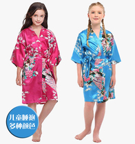 Florin brilliance Childrens silk sleeping robes male and female performance clothes walking show T sleeping gown Japanese style kimono bathrobe bathrobe