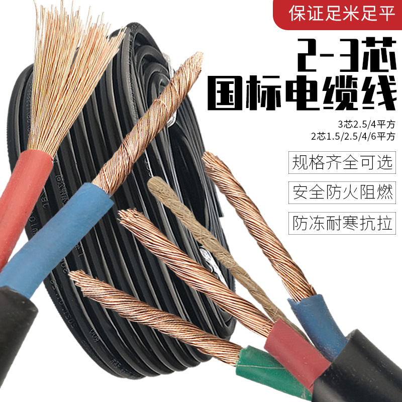 Engineering cable national standard wire 2 core 3 core outdoor high power 2 5 1 5 4 6 square anti-freeze power cord