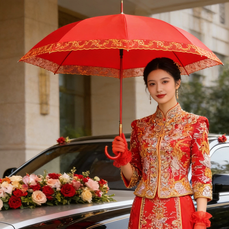 Wedding Red Umbrella, Bridal Umbrella, Red Wedding Umbrella, Chinese-Style Wedding Dowry Umbrella, Going-Out Umbrella, Tassel Umbrella Wedding Red Umbrella, Bridal Umbrella, Red Wedding Umbrella, Chinese-Style Wedding Dowry Umbrella, Going-Out Umbrella, Tassel Umbrella