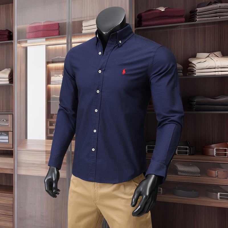 North American Genuine Ralph Lauren Men's Long-Sleeved Shirt Rl Business Commuter Oxford Fabric Non-Iron Paul Polo Shirt North American Genuine Ralph Lauren Men's Long-Sleeved Shirt Rl Business Commuter Oxford Fabric Non-Iron Paul Polo Shirt
