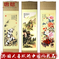 Silk painting scrolls hanging paintings traditional crafts Foreign Affairs Chinese style special gifts to give foreigners a small gift panda