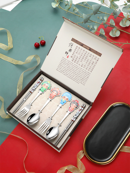 Peking Opera Facial Makeup Cutlery Chopsticks Bowl Chinese Style Special Small Gift for Foreigners Teacher Abroad Beijing Souvenir Specialty