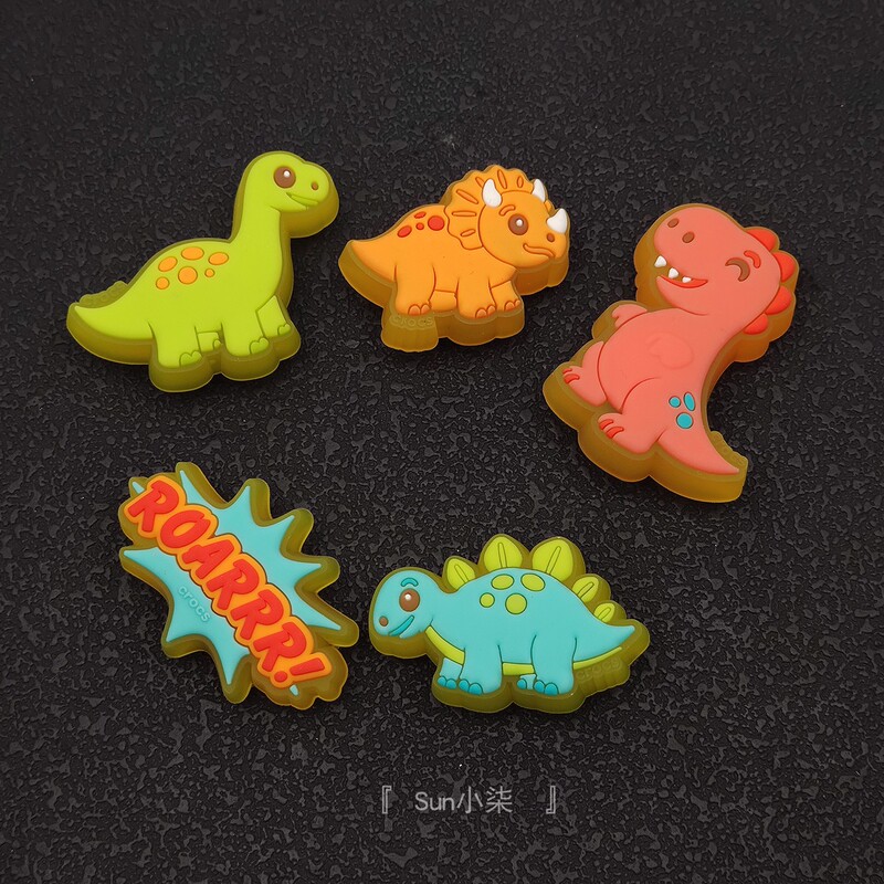 Crocs Shoe Charms Accessories Cartoon Dinosaur Led Flashing Light Shoe Decorations Suitable for Crocs Shoes Accessories