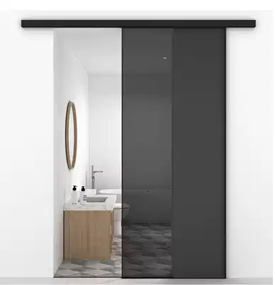 Factory supply black narrow frame glass door partition balcony door simple kitchen door dressing room sliding door