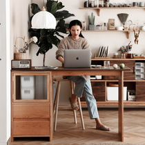 Nordic solid wood bar table Japanese cherry wood home restaurant kitchen partition cabinet living room against wall storage porch cabinet