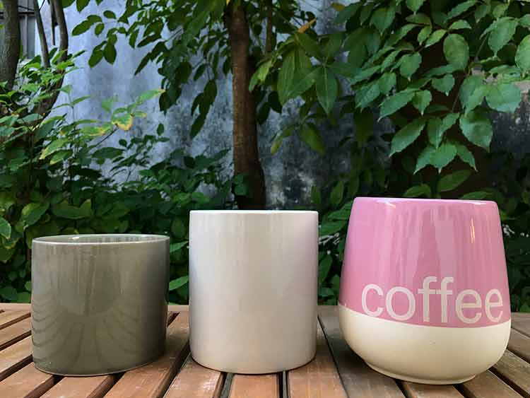 Màu gốm men mọng nước cây xanh trồng trong chậu hoa chậu thủy canh hoa cắm hoa khô bình hoa sáng mờ không có lỗ - Vase / Bồn hoa & Kệ chậu trồng cây trong nhà