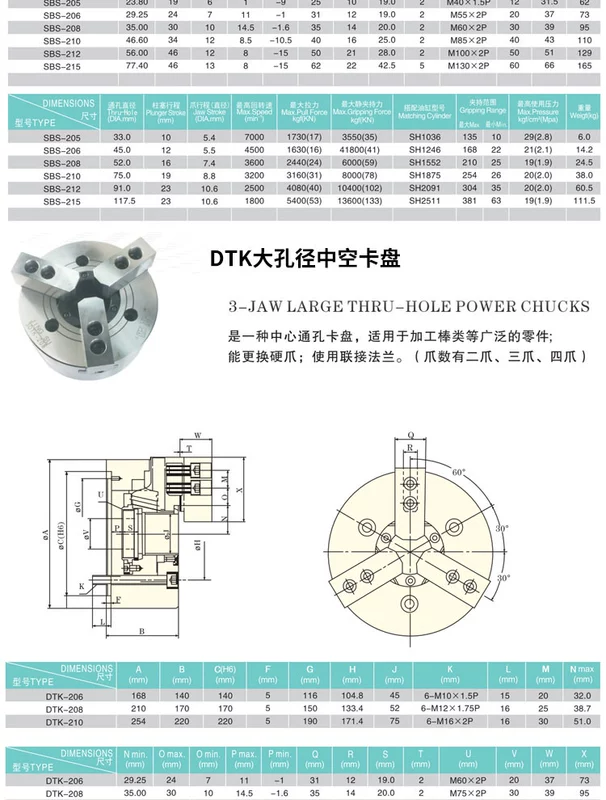 Mâm cặp thủy lực ba móng bốn móng rỗng 4/8/15 inch toàn bộ trạm thủy lực xi lanh quay hành trình lớn với ống dẫn dầu