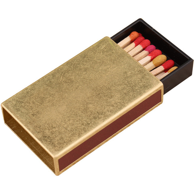 Retro Old-Fashioned Bronze Matchbox Metal Mini Storage Box Portable Accessory Miscellaneous Box Lighter Nostalgic Collection