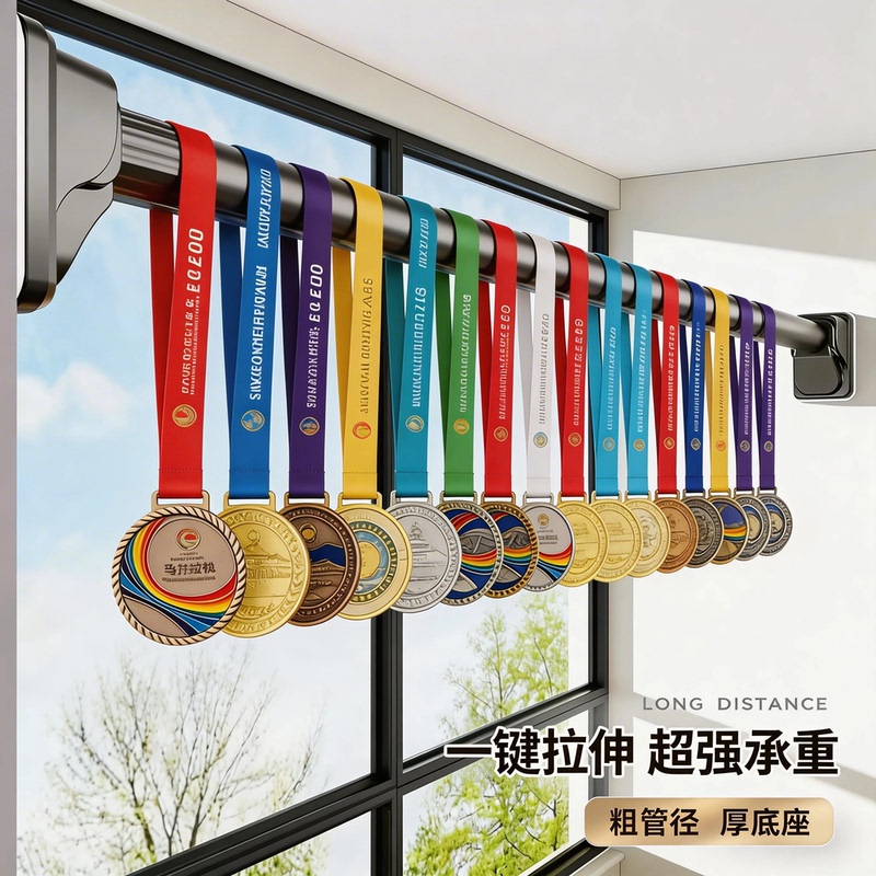 Medal Display Rack Marathon Storage Wall-Mounted Organizer No-Drill Hanging Rack Telescopic Horizontal Bar Medal Holder Medal Display Rack Marathon Storage Wall-Mounted Organizer No-Drill Hanging Rack Telescopic Horizontal Bar Medal Holder