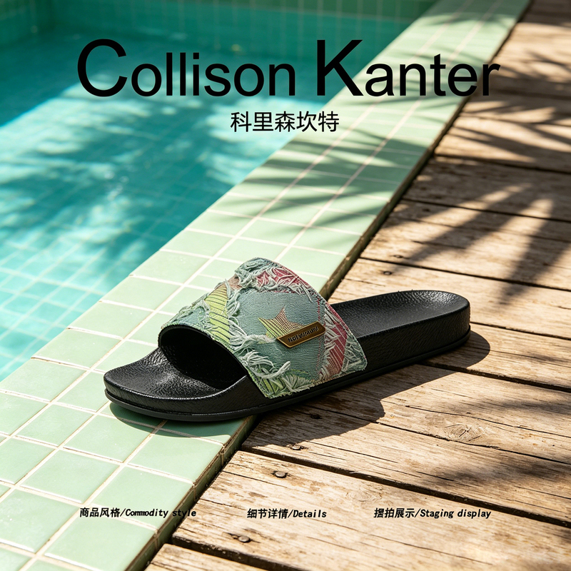 [Vacation Relaxation] Collisonkanter2026 Summer Denim Style Slippers for Men, Light Luxury Beach Flip-Flops