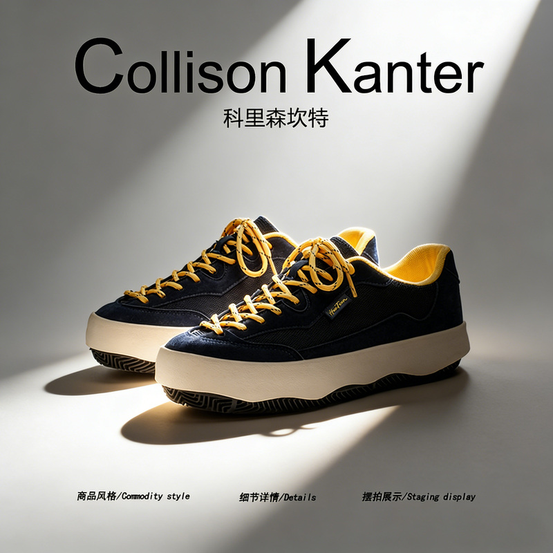 【American Street Style】Collisonkanter 2026 Spring Navy Blue Sneakers Men's Cool Canvas Loafers