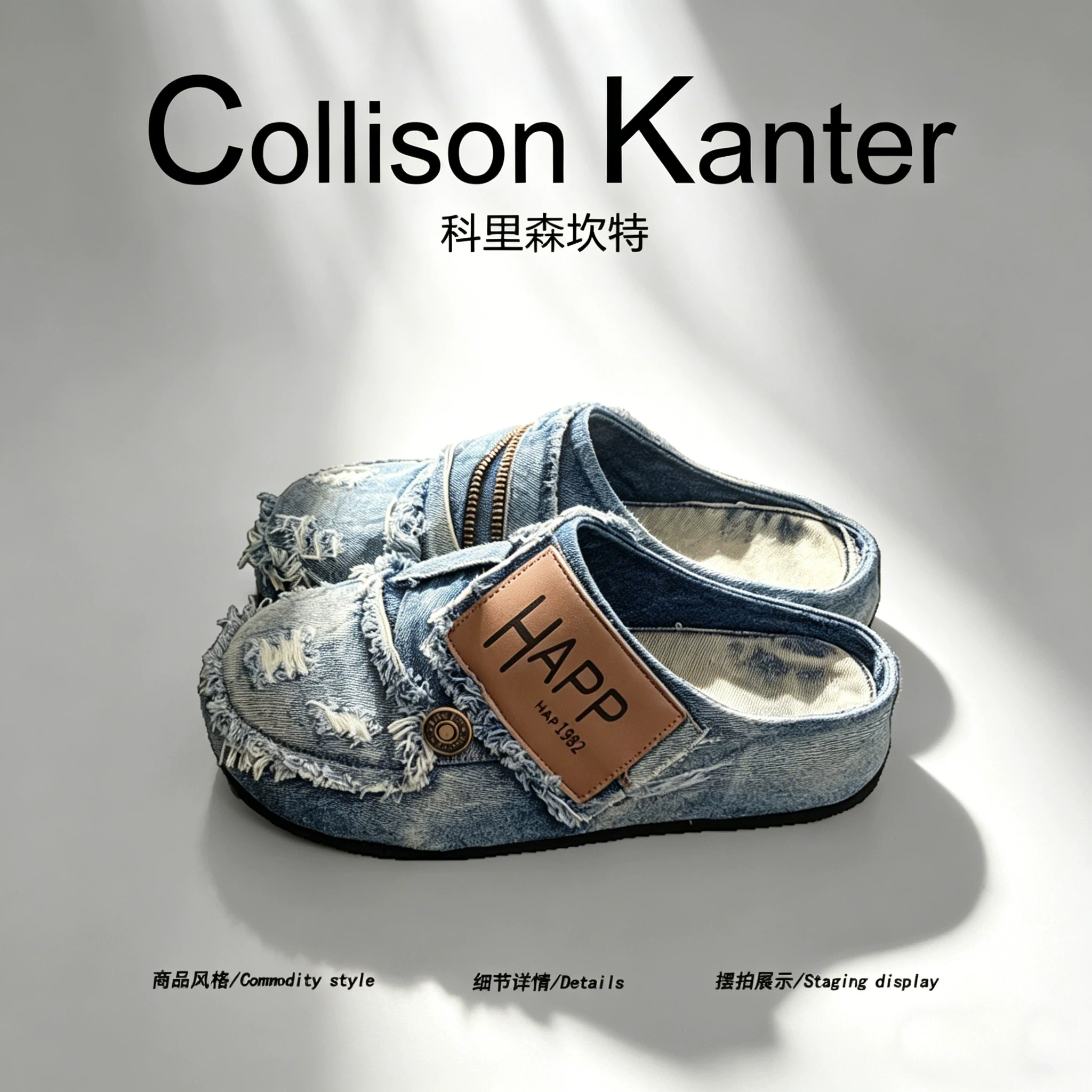 [American High Street] CollisonKanter 2026 Summer Trendy Brand Birkenstock Shoes Men's Washed Denim Mules