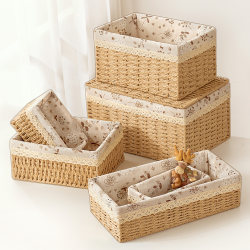 Woven Storage Basket Small Sundries Remote Control Desktop Storage Box Snack Toy Cosmetic Storage Box Rattan Woven Basket