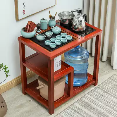 Mobile tea car solid wood wujinshi tea table automatic tea cabinet tea set set household wheel tea tray Chinese style