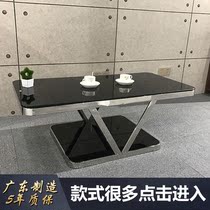 Round rectangular shaped lobby Lobby lounge area Leisure area Tempered glass stainless steel coffee table Tea table Tea table