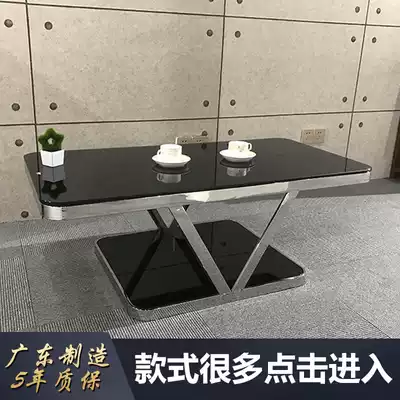 Round rectangular shaped lobby Lobby lounge area Leisure area Tempered glass stainless steel coffee table Tea table Tea table