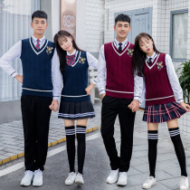 School uniform suit College style Korean British female junior high school high school students Adult autumn class uniform Korean uniform loose