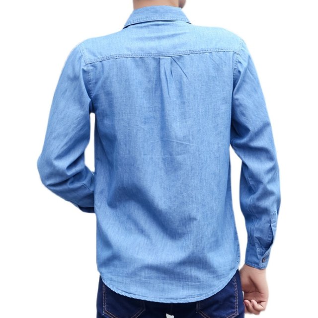 Spring and Autumn welder long-sleeved denim shirt pure cotton shirt men's loose jacket work clothes work protective welding work clothes