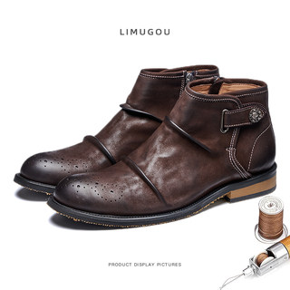 Chelsea Boots for Men, Genuine Leather, 2025 Winter, British Style, Men's Retro Martin Boots, First Layer Cowhide, High-Top Leather Shoes