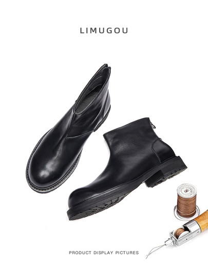 Chelsea Boots for Men, Genuine Leather Retro High-Top Leather Shoes, Winter Fleece-Lined Martin Boots, Men's First-Layer Cowhide British-Style Short Boots