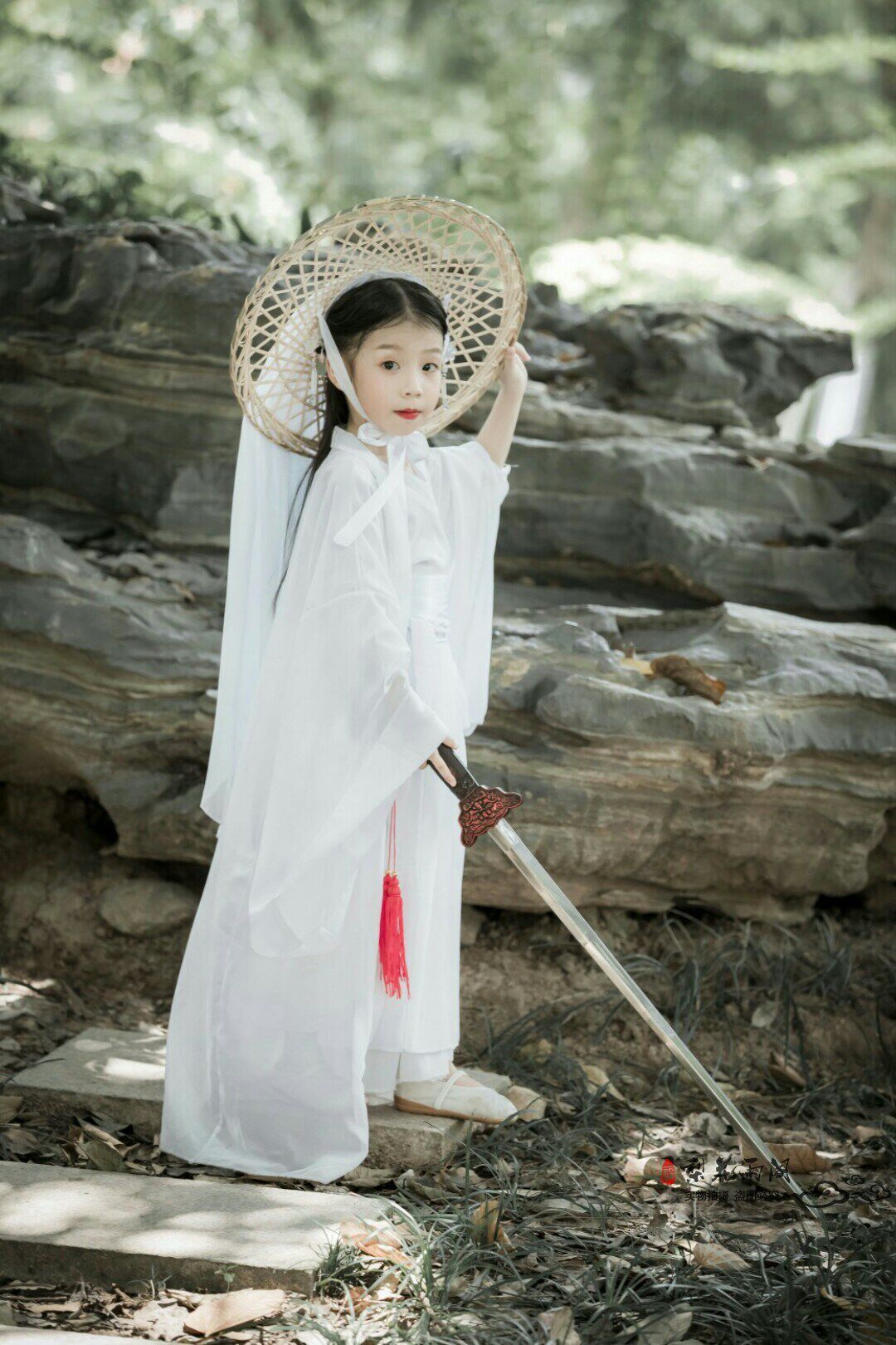 Curtain hat ancient style photography knight cos photo studio martial arts heroine photo play costume cover children Tang Dynasty hat