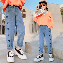 Girl Pants Spring Autumn 2020 New Fall Loving Jeans Children Foreign Air Korean Version Casual Loose Long Pants Tide