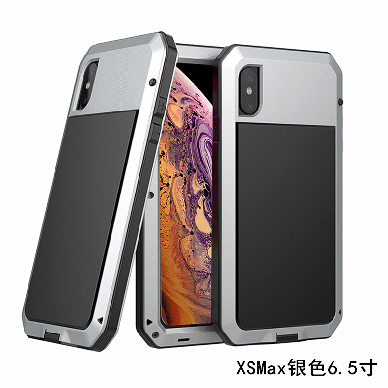 Apple Xsmax [Silver] 6.5-Inch TankApple x Mobile phone shell Fall prevention iPhone xr smart cover Three defense 8x All inclusive Apple xsmax silica gel Metal frame Frosting Chaopai men and women xs new pattern se2 generation Two Hard shell 8 plus thickening i7