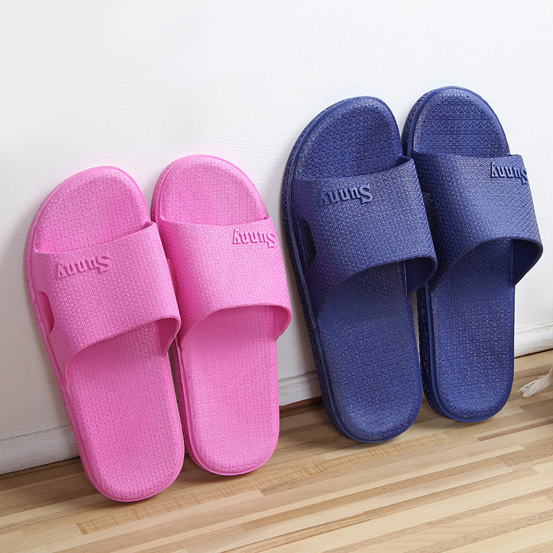 Slippers female summer Korean version of home lovers simple solid color non-slip soft bottom bath leaky breathable bathroom cool slippers men