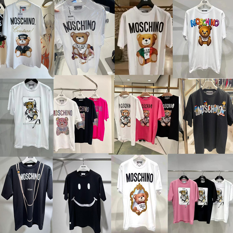Moschino Moschino T-Shirt Women's Leather Bear Cartoon Print Short-Sleeved T-Shirt Loose Cotton Casual Top