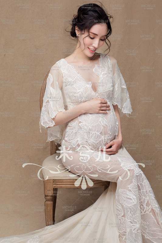 2018 Photo Studio Phụ nữ mang thai Chụp ảnh Cho thuê quần áo Chụp ảnh Mẹ mang thai Nghệ thuật Ảnh Trang phục Ren phối cảnh