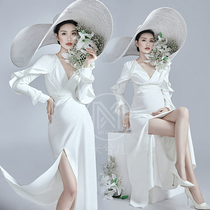 853 Exhibitions New Movie Houses Pregnant Women Photo Costumes Fashion Sexy Fish Tail Gown Pregnancy Write Real Clothes Rental