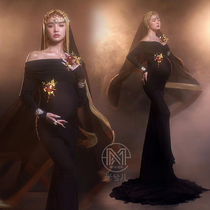 2346 Expo New Pregnant Woman Photo Clothing Movie studio Exotic Photography Writing True Mystery Black Dress out of lease