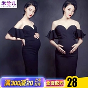 2018 photo studio phụ nữ mang thai ảnh chụp ảnh quần áo chụp ảnh váy quasi-mummy gợi cảm ống top hoa sen cho thuê