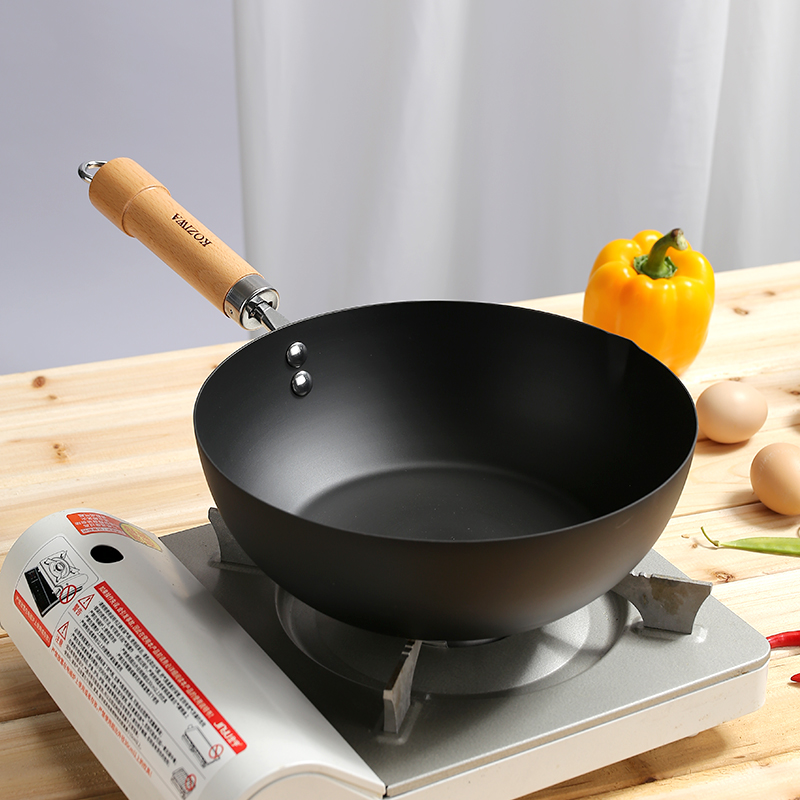 Japanese koziwa nitriding extreme iron pan small number frying pan deepen frying pan without coating physical non-stick pan pancake pan