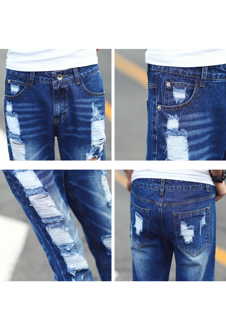 Jeans pieds Slim en coton pour été - Ref 1470899 Image 13