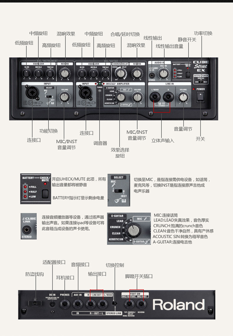 Roland Roland CUBE-STREET EX loa guitar điện hộp loa điện acoustic - Loa loa loa di động