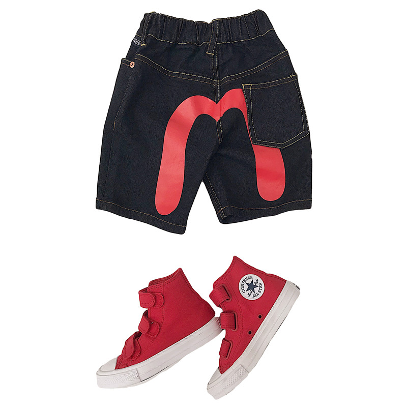 2022 Summer child male and female child male child middle child red M denim shorts code number of feet not greedy