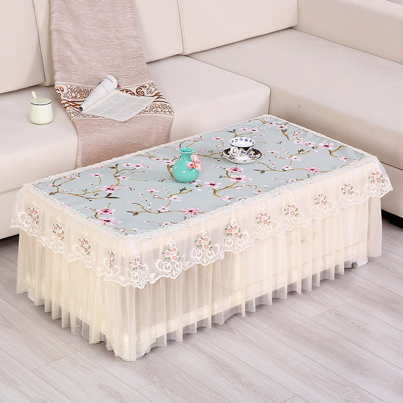 New lace coffee table cover tablecloth tablecloth household TV cabinet dining table dust cover rectangular coffee table multi-purpose cover cloth