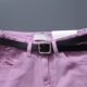 European-Style Korean Version of Taro Purple-Pink High-Waisted Ripped Frayed Denim Shorts, Slimming, Versatile, Loose Wide-Leg Pants for Women