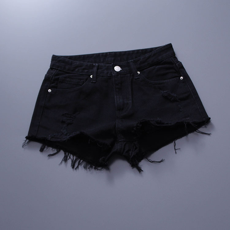 Hong Kong Trendy Brand European Style Korean Version 2024 Summer New White Mid-Low Waist Ripped Denim Shorts Wide-Leg Pants Hot Pants