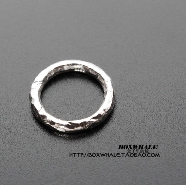 Cá voi trong hộp sterling bạc nhẫn thủ công búa dấu vết nhẫn đôi nhẫn thiết kế ban đầu nam và nữ nhẫn chữ - Nhẫn đeo nhẫn ngón út