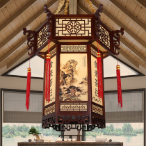 Chinese antique solid wood sheepskin chandelier hexagonal dragon head palace lantern classical Chinese style ancient building corridor temple lantern