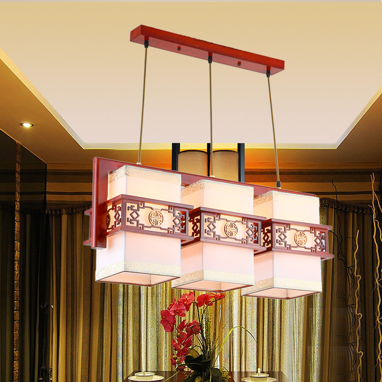 Modern Chinese style dining chandelier led antique solid wood art living room study room private room hotel teahouse bar creative lamps