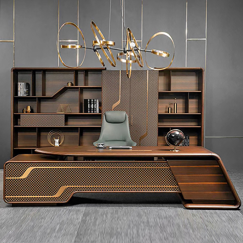 New Chinese solid wood boss desk desk high-end modern light luxury office furniture President table big class desk customization