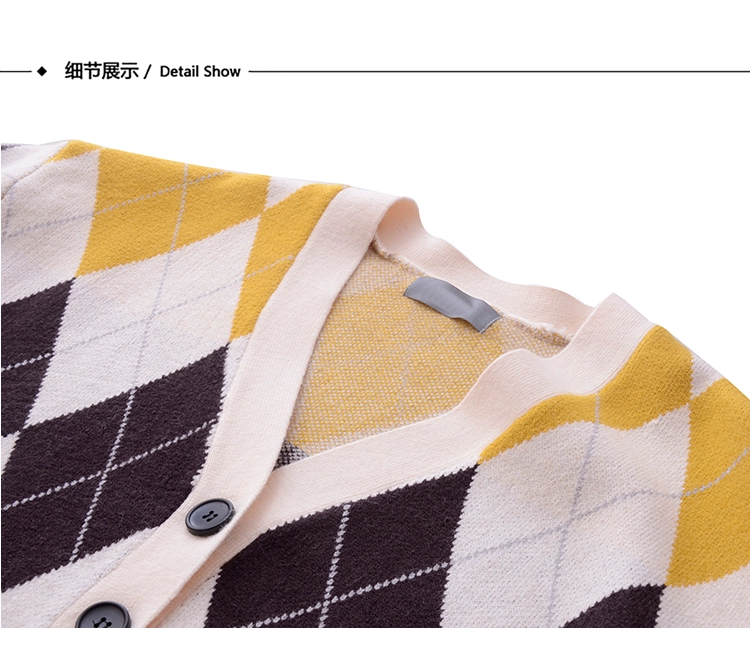 Mùa xuân 2018 mới hốc hòm kim cương cardigan áo len nữ dài tay áo len lỏng lẻo áo khoác mỏng