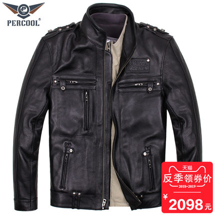 哈雷真皮皮衣男头层厚牛皮机车骑行服秋冬摩托