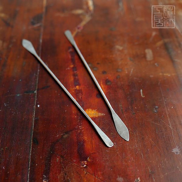 Double head pink spoons pure hand forged and polished 